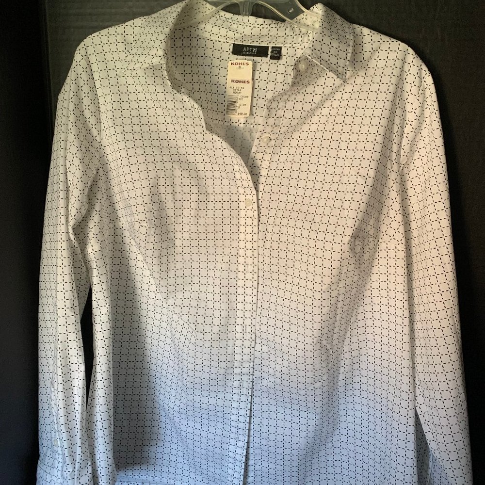 Apt 9 Size OX NWT Shirt White Black Accents